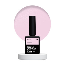 NAILSOFTHEDAY Cover base NEW 26 - półprzezroczysta delikatno-różowa baza ze srebrną drobinką, 10 ml